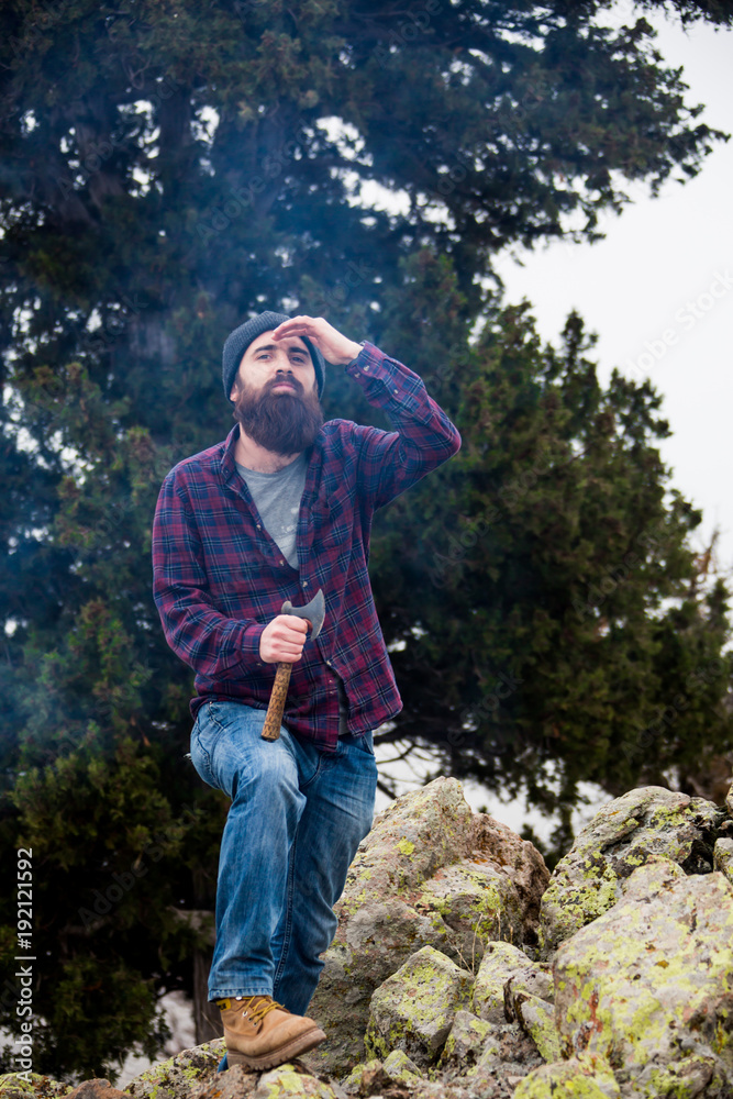 Naklejka premium living conditions of man in mountain