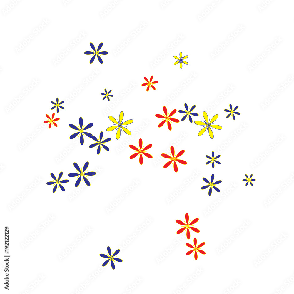 Fototapeta premium Cute Floral Pattern with Simple Small Flowers for Greeting Card or Poster. Naive Daisy Flowers in Primitive Style. Vector Background for Spring or Summer Design.