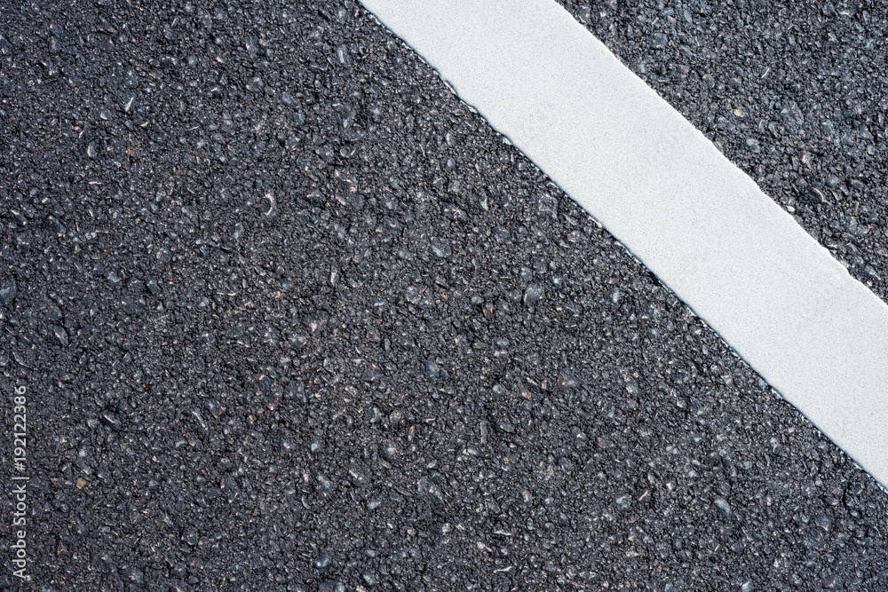 Asphalt road, white line on the new road
