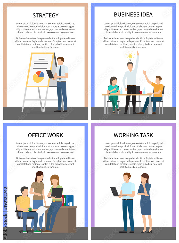 Business Idea Strategy Working Office Task Posters Business Idea Strategy Working Office Task Posters