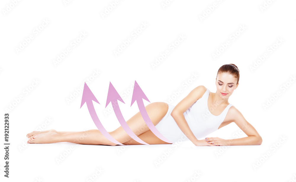 Fit and sporty girl in white underwear. Healthy life-style concept. Fit and sporty girl in white underwear. Healthy life-style concept.