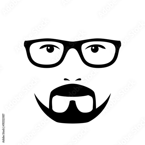 Man face with glasses and beard. Photo props. Vector