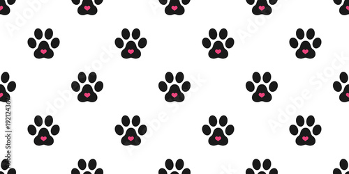 Dog Paw Seamless pattern vector valentine Cat Paw heart footprint isolated wallpaper background illustration
