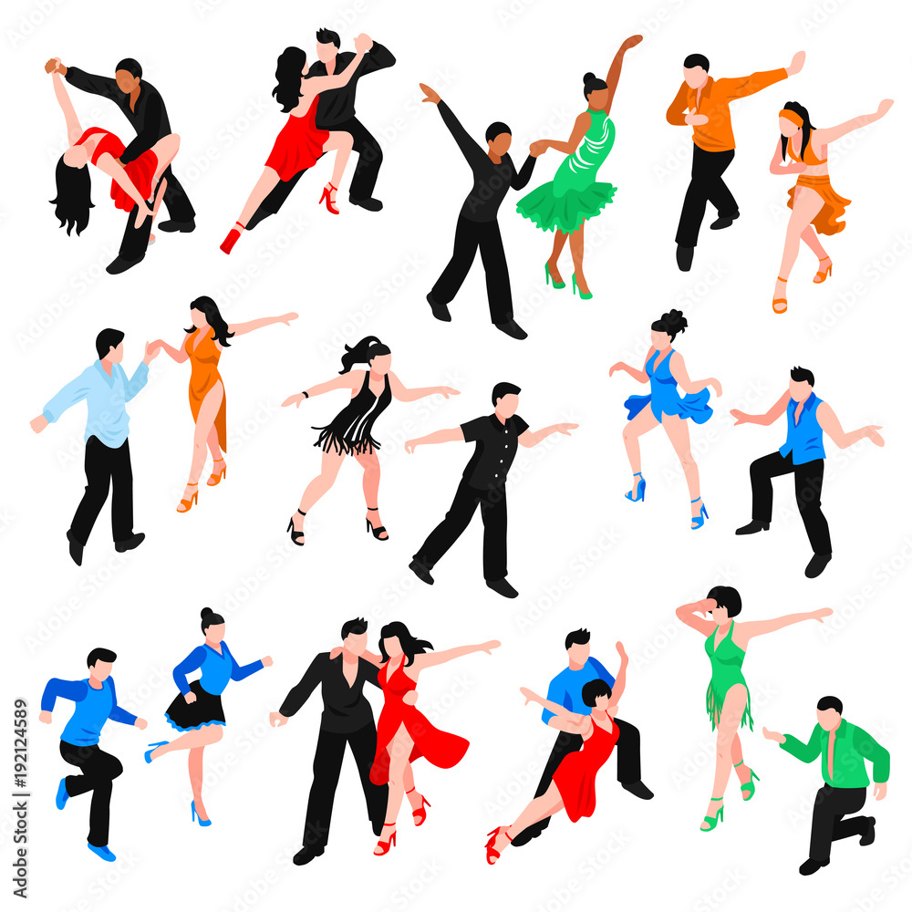 Dances Isometric People Set