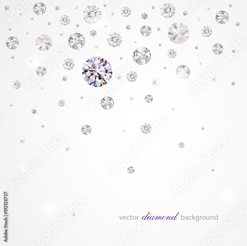 Brilliant vector snowfall. Abstract background with diamonds and pearls for graphic design
