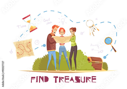 Find Treasure Vector Illustration