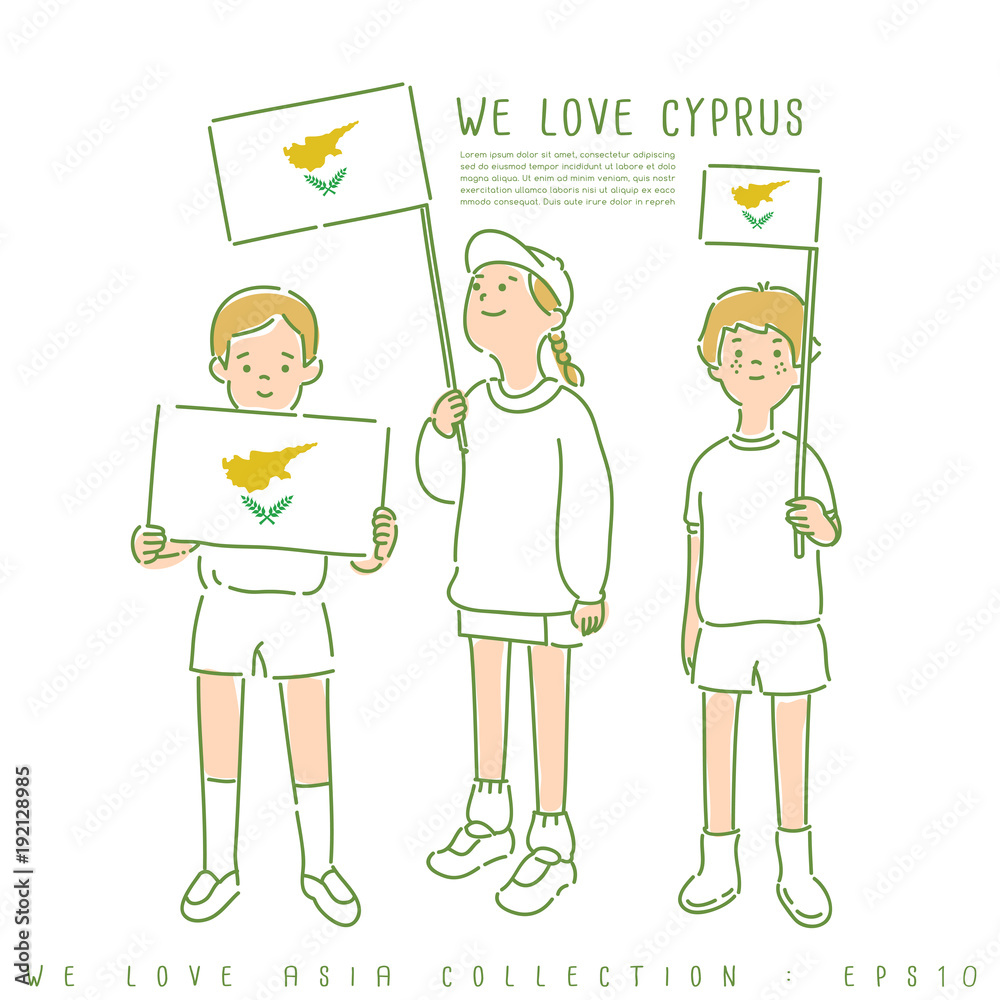 Boy and Girl holding national flag : Vector Illustration