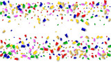 Celebration Confetti Background. Many Falling Confetti for Your Design. Holiday Decoration Elements. Festive Vector Illustration