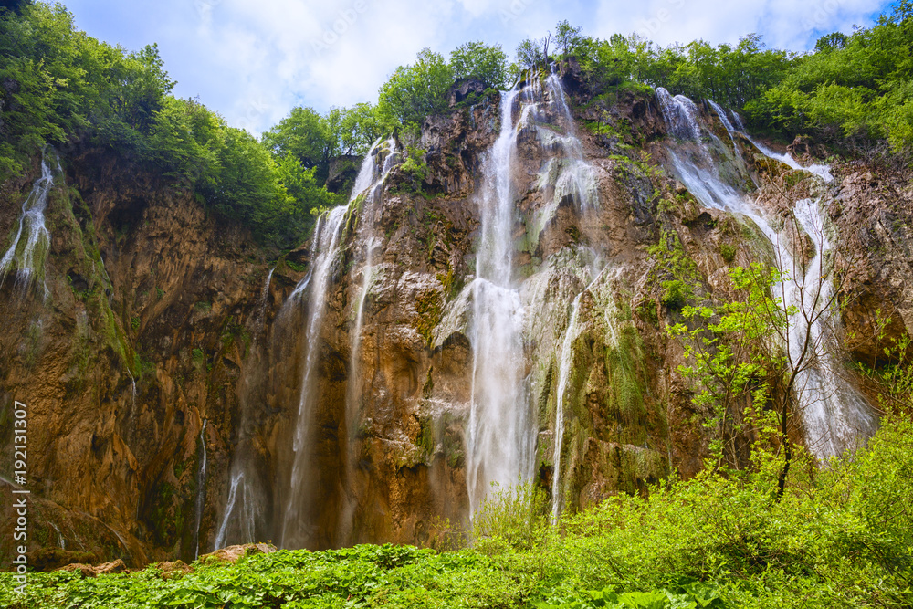 beautiful waterfalls in Plitvice Lakes National Park, Croatia