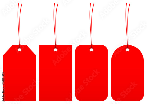 4 Red Hangtags Set