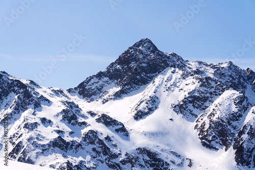 Snowy mountains in ski resort St. Jakob, Defereggen Valley, Austria