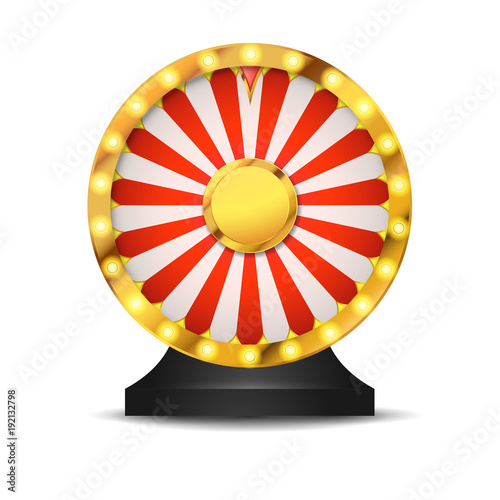 Isolated lottery fortune wheel over white layout