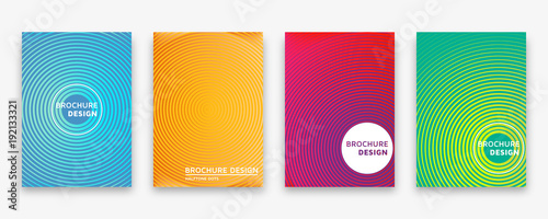 Brochure design with halftone lines and neon gradients. Vector illustration.