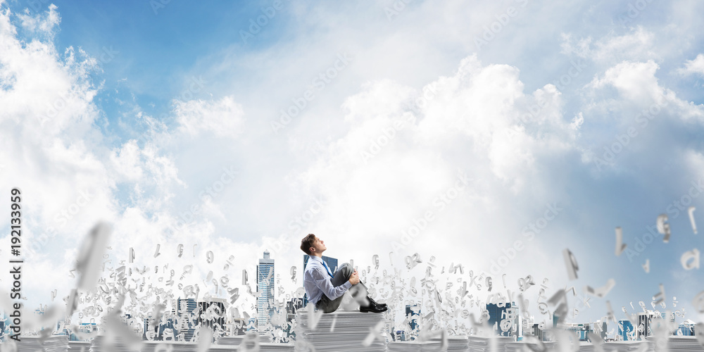 Businessman dreaming about future business. Businessman dreaming about future business.