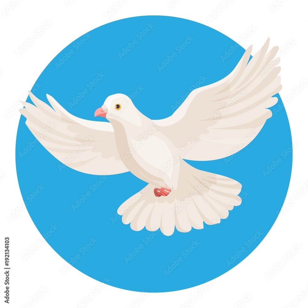 Dove of white color symbol of peace isolated in circle Dove of white color symbol of peace isolated in circle