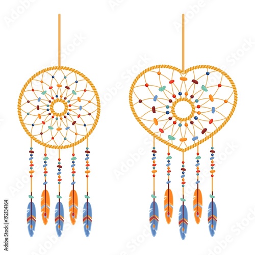 Set of dreamcatchers handmade willow hoops round and heart shape