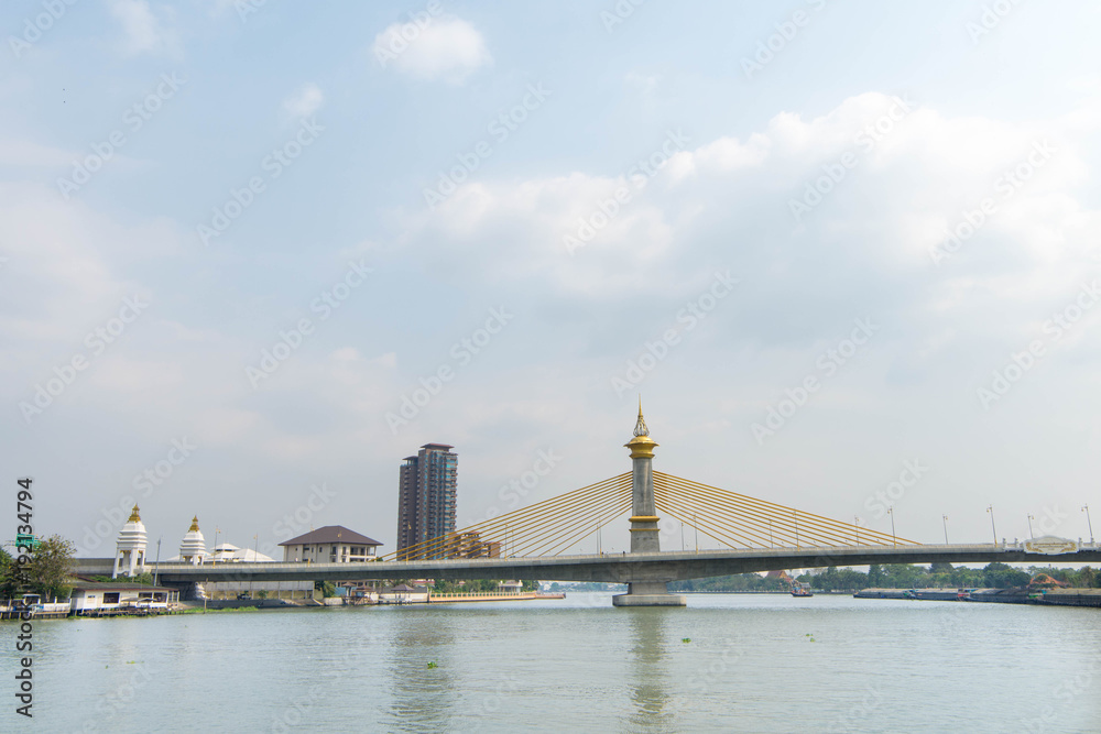タイ・バンコク・チャオプラヤ川・ボート・ラマ8世・橋