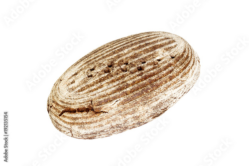 Black rye bread. Isolated on a white background. top view photo