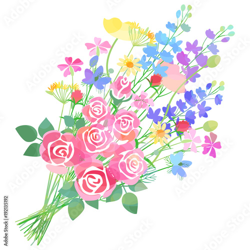 バラと草花の花束