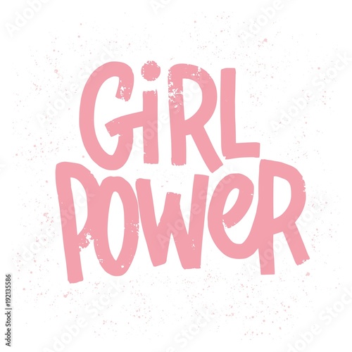Girl power inscription handwritten with grungy pink letters or font