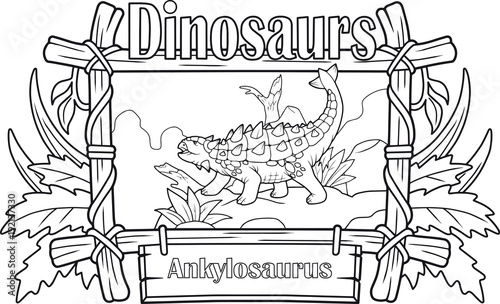 prehistoric dinosaur, ankylosaurus, coloring book