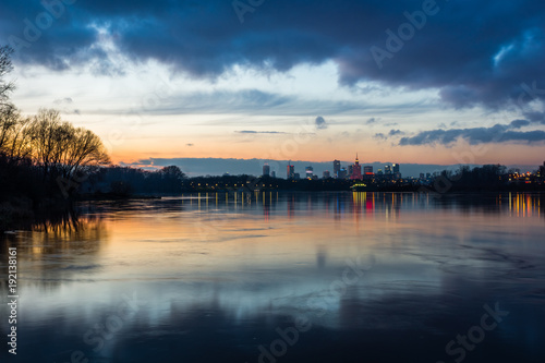 Panorama of downtown Warsaw city and Vistula river, Poland © Artur Bociarski