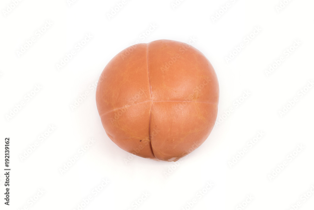 boiled sausage on a white background boiled sausage on a white background