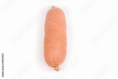 boiled sausage on a white background
