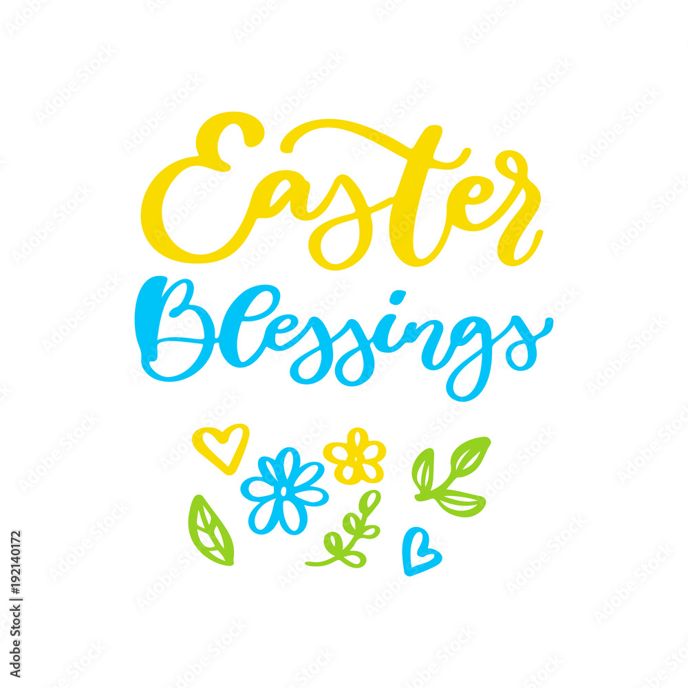 Obraz premium Happy Easter vector lettering. Hand drawn easter greeting card. 