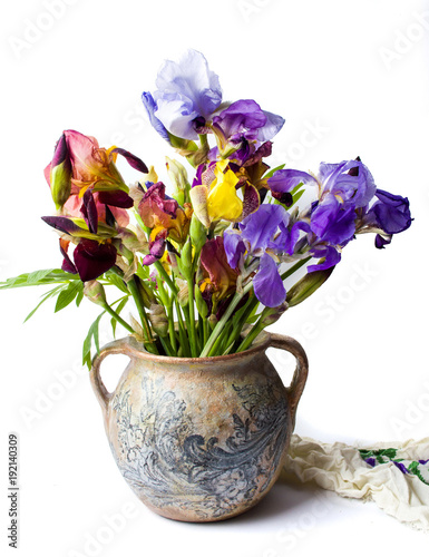 Fototapeta Naklejka Na Ścianę i Meble -  Mixed iris flowers in a vase
