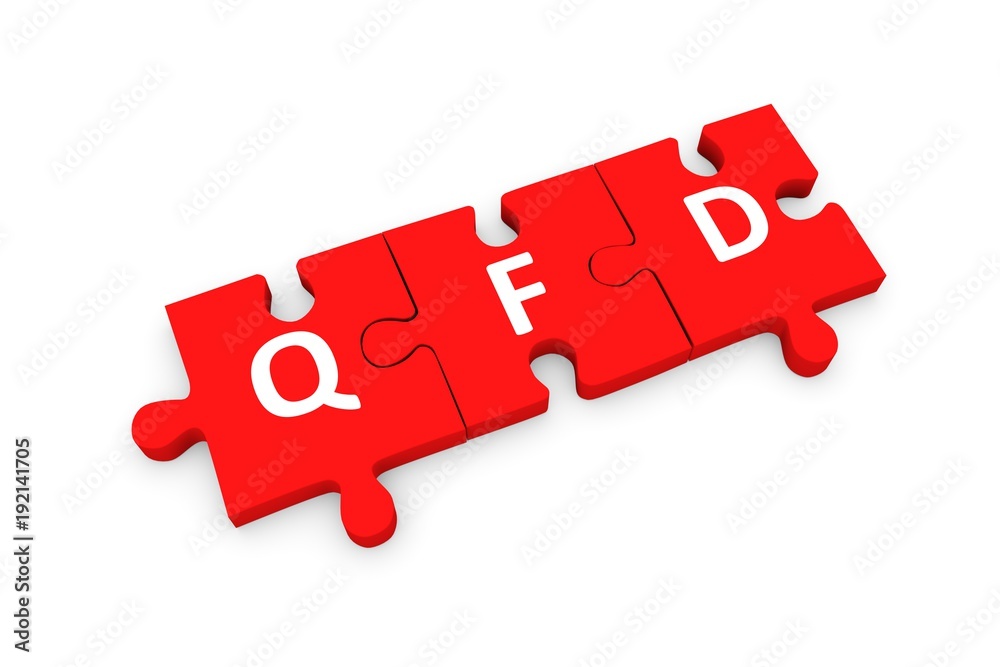 QFD puzzle conceptual white background 3d illustration QFD puzzle conceptual white background 3d illustration