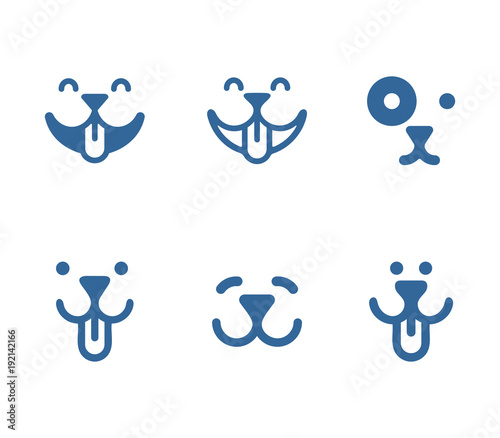 Dog line icon set. Vector illustration.