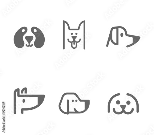 Dog line icon set. Vector illustration.
