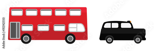 Set of cut cartoon vehicles related to London and England