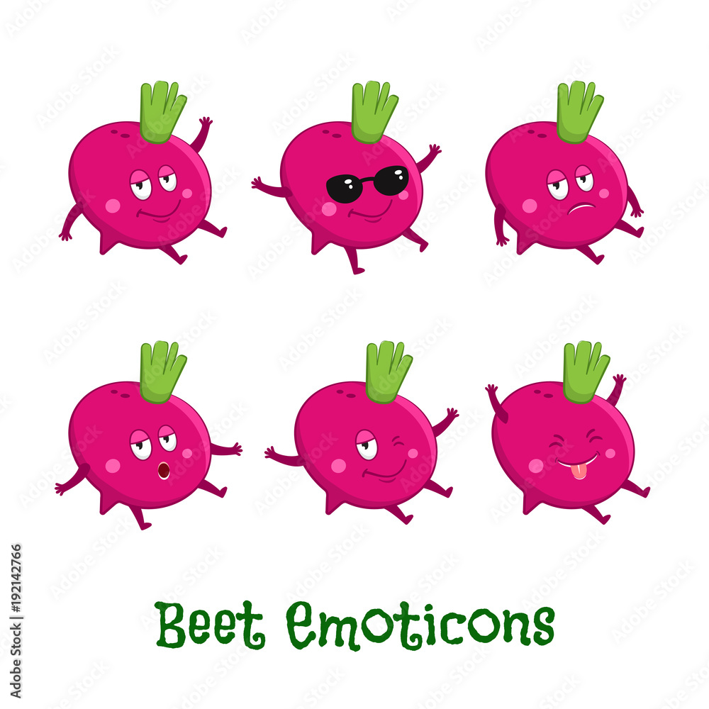 Beet smiles. Cute cartoon emoticons. Emoji icons Stock Vector Adobe Stock