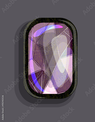 cartoon style bright purple precious stone