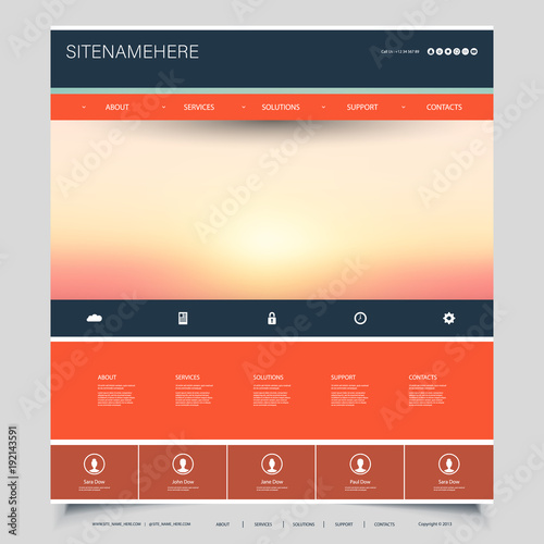Website Design Template for Your Business with Sunset Sky Image Background - Clouds, Sunlight