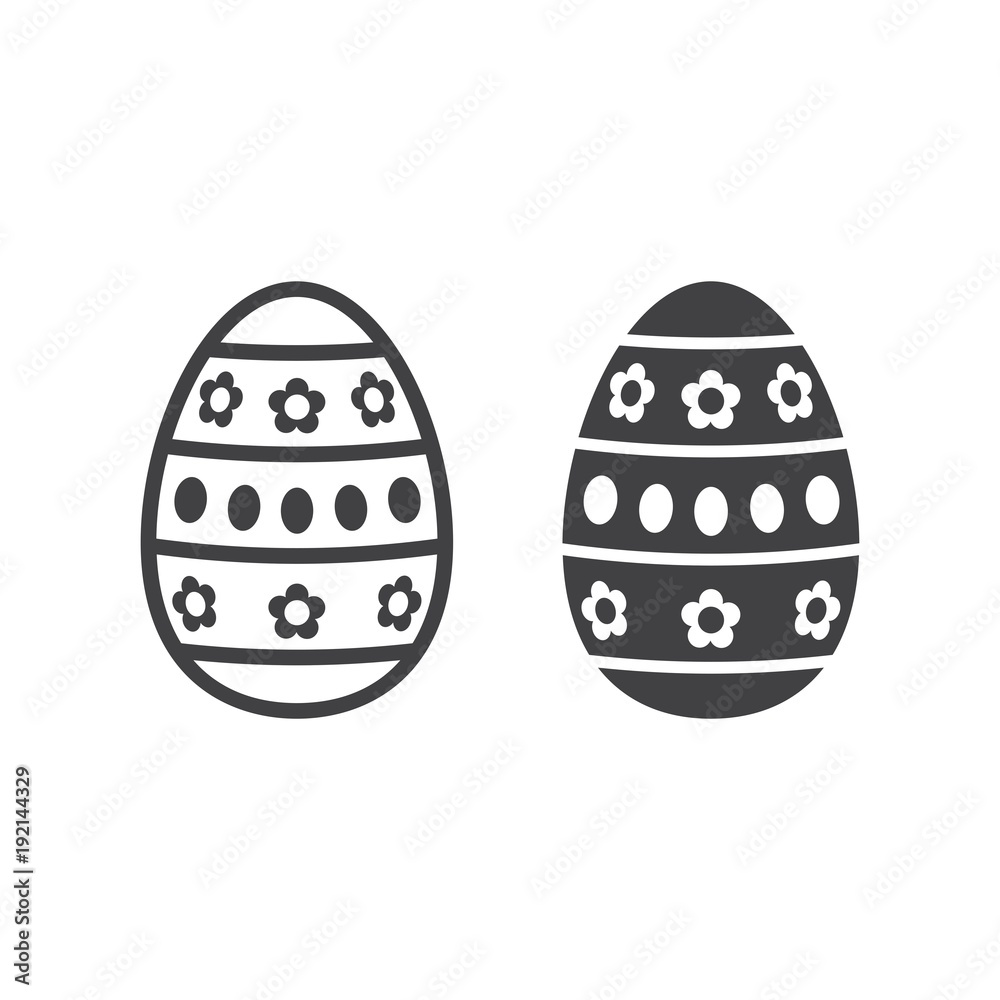 Easter egg line and glyph icon, easter and holiday, celebration sign vector graphics, a linear pattern on a white background, eps 10.