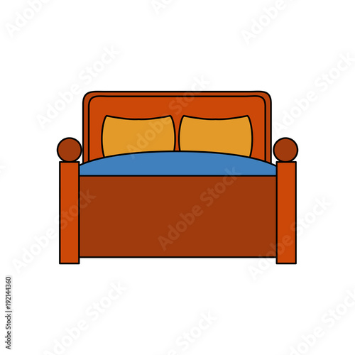 Bed with pillows icon vector illustration graphic design