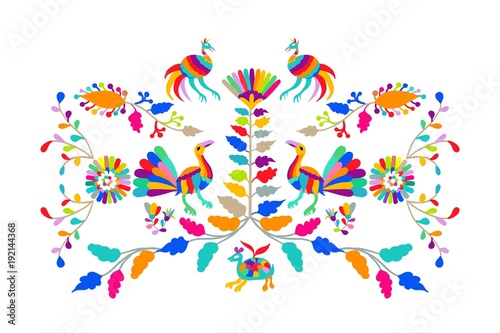 Vector folk Mexican Otomi Style embroidery Pattern