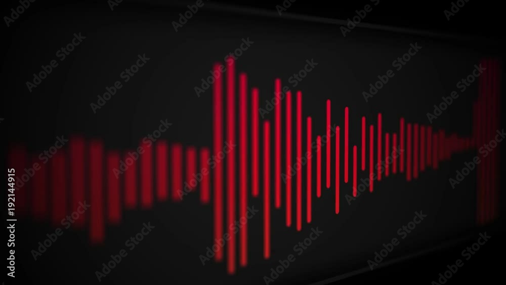 Camera pans over modern cool sleek audio spectrum or waveform of a song - Red Version