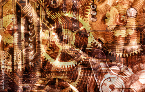 brown industrial abstract background with gears