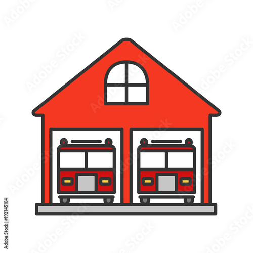 Fire station color icon