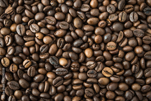 Roasted black coffee grains