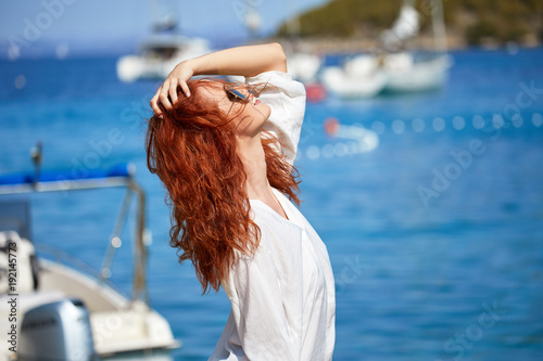 redhead girl on vacation in croatia