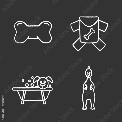 Pets supplies chalk icons set
