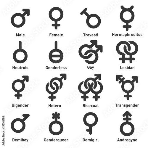 Gender Icons Set on White Background. Vector