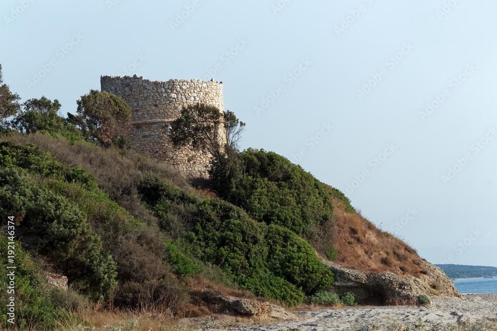 Genoese tower on eastern coast of Corsica