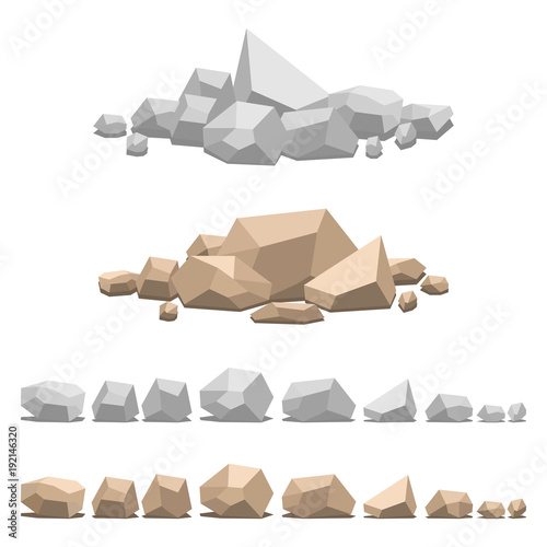 Set of different stones, vector illustration