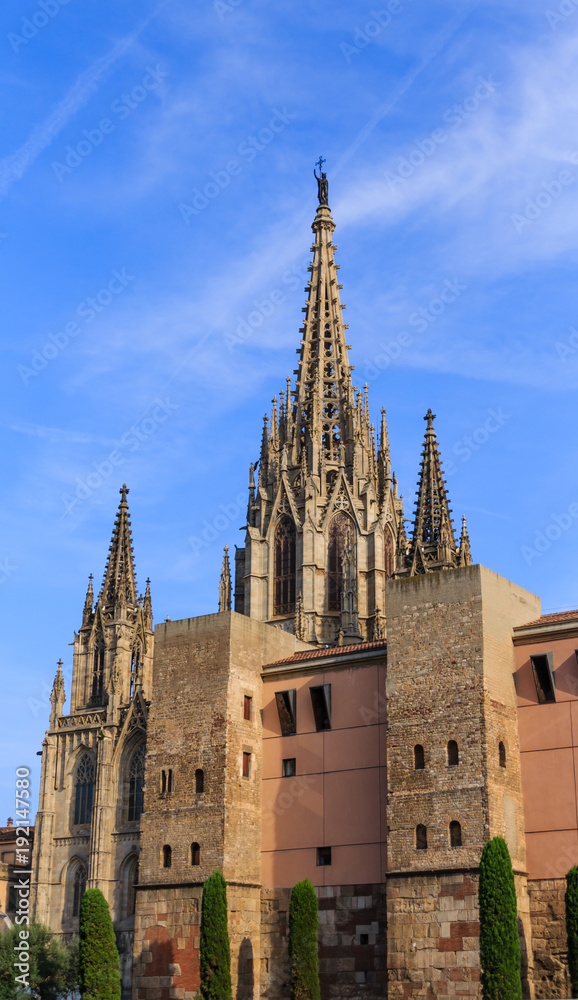 Ornate Steeples on Old Barcelona Cathedral